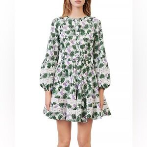 Maje Roman Floral Print Lace Mini Dress